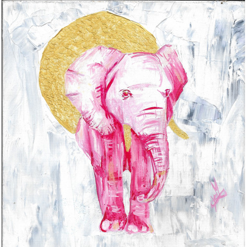 Pink Elephant handpainted 9*9 - DezireeArts